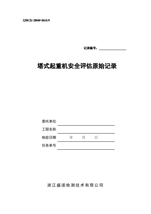 浙江盛诺检测技术有限公司塔机安全评估原始记录资料