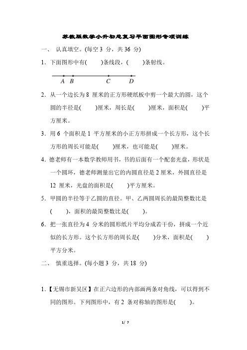 苏教版数学小升初总复习平面图形专项训练含答案