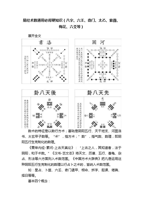 易经术数通用必背硬知识（八字、六壬、奇门、太乙、紫薇、梅花、六爻等）