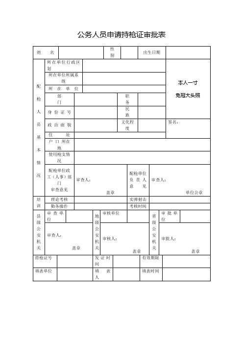 公务人员申请持枪证审批表