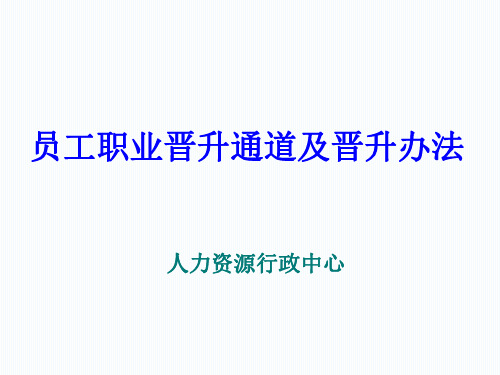 人力资源  员工晋升通道及晋升办法