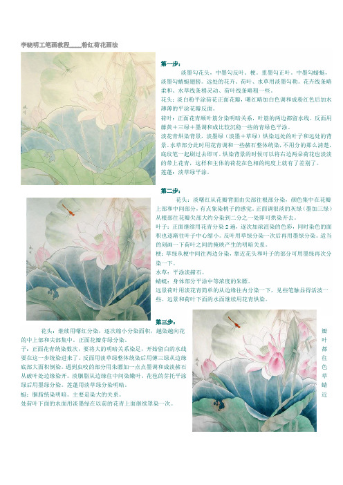 李晓明工笔画教程、、粉红、白色荷花画法