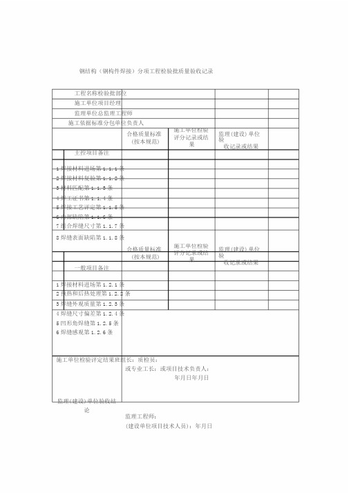 钢结构质量检验记录表