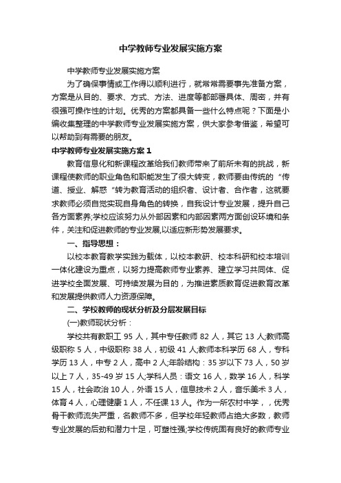 中学教师专业发展实施方案