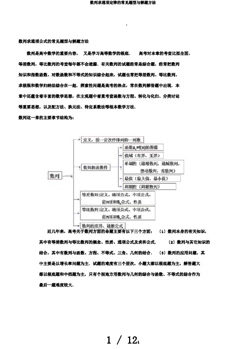 数列求通项定律的常见题型与解题方法