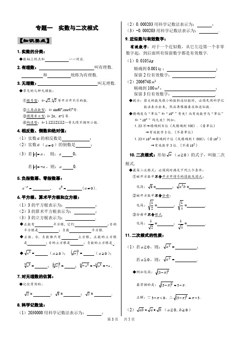 中考数学复习专题1 实数与二次根式(含答案)