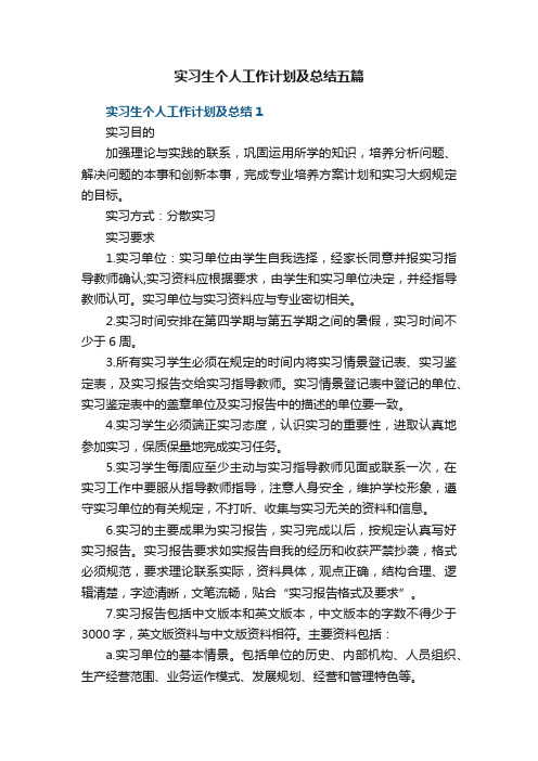 实习生个人工作计划及总结五篇_实习生个人工作总结