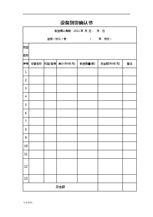 到货确认书、验收报告模板