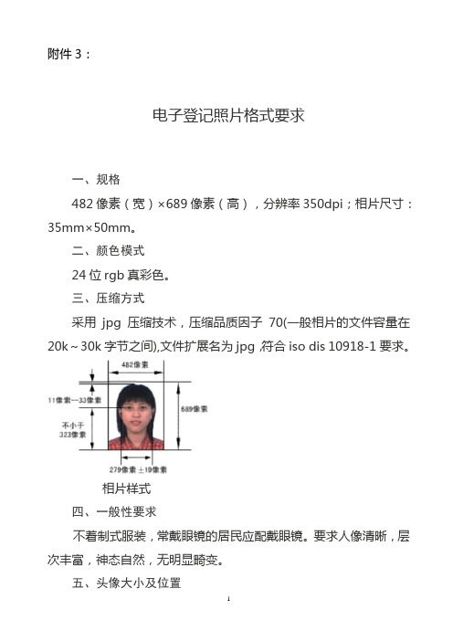 电子登记照片格式要求