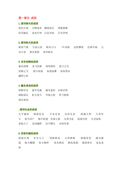 部编版语文1-6年级必背《日积月累》《古诗词》归类汇总