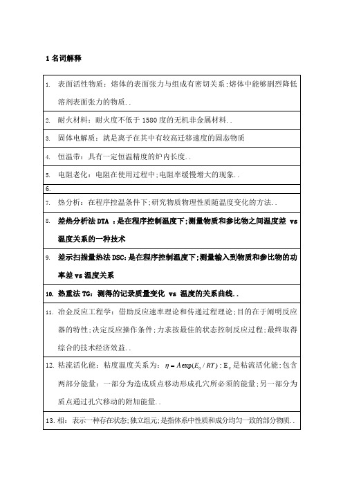 冶金物理化学研究方法试题库