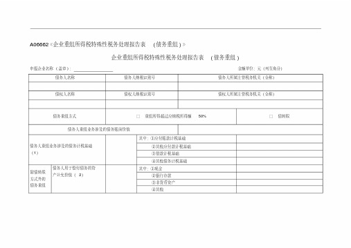 《企业重组所得税特殊性税务处理报告表(债务重组