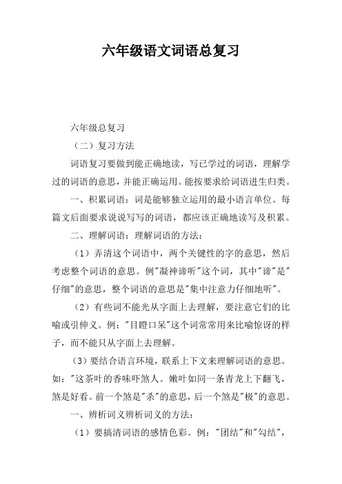 六年级语文词语总复习