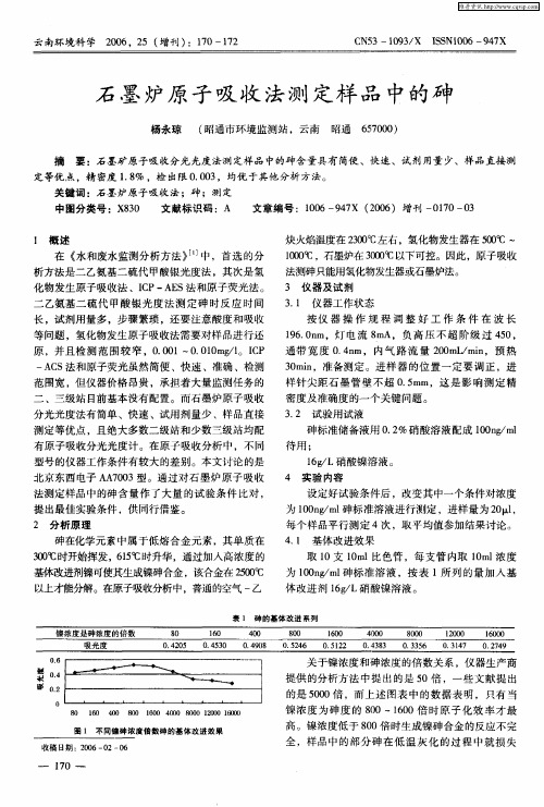 石墨炉原子吸收法测定样品中的砷