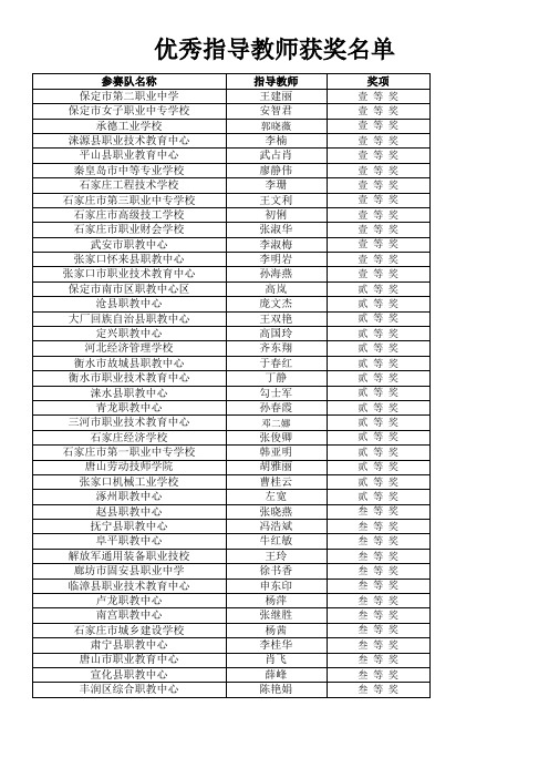 指导教师获奖名单