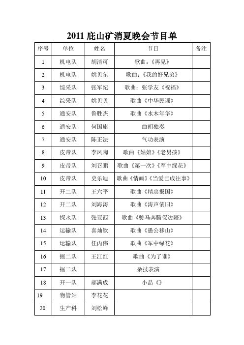 消夏晚会节目单