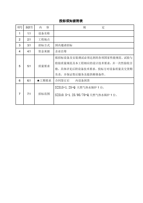 燃气锅炉招标技术要求(1)1