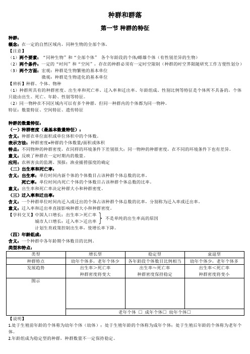 高中生物必修3种群与群落知识点总结分析