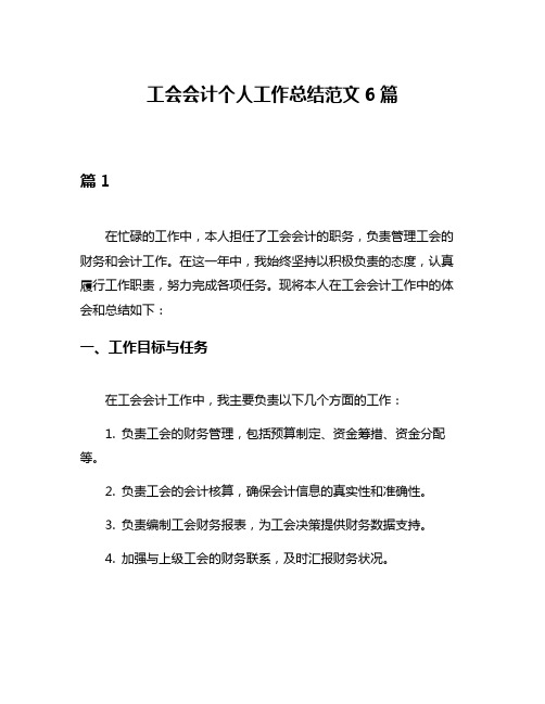 工会会计个人工作总结范文6篇