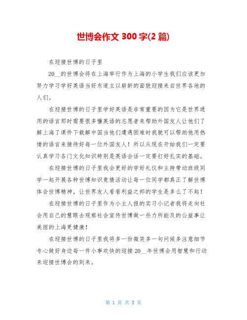 世博会作文300字(2篇)