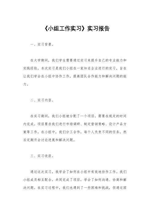 《小组工作实习》实习报告