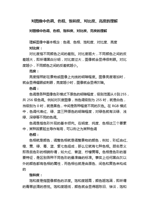 对图像中色调、色相、饱和度、对比度、亮度的理解