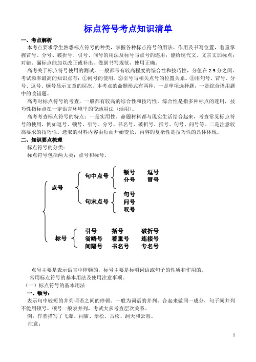 2009高考语文素材：标点符号考点知识清单1