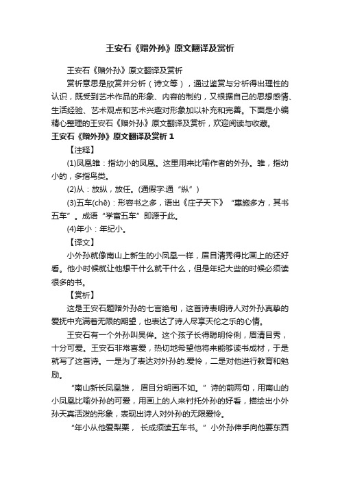 王安石《赠外孙》原文翻译及赏析