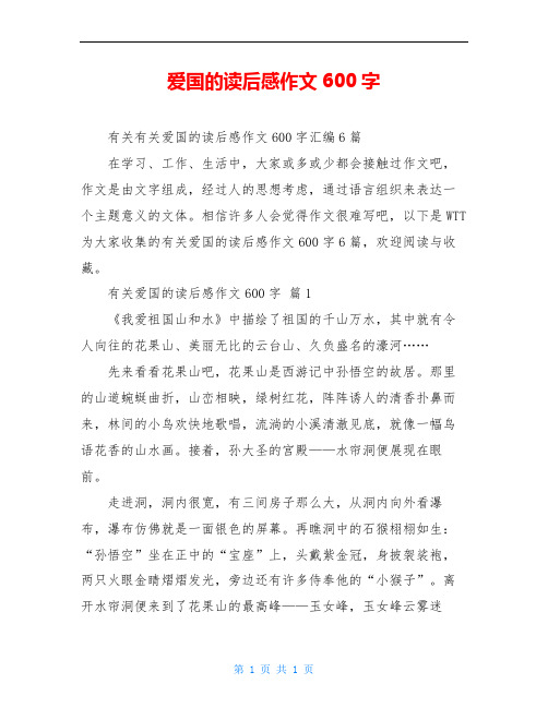 爱国的读后感作文600字