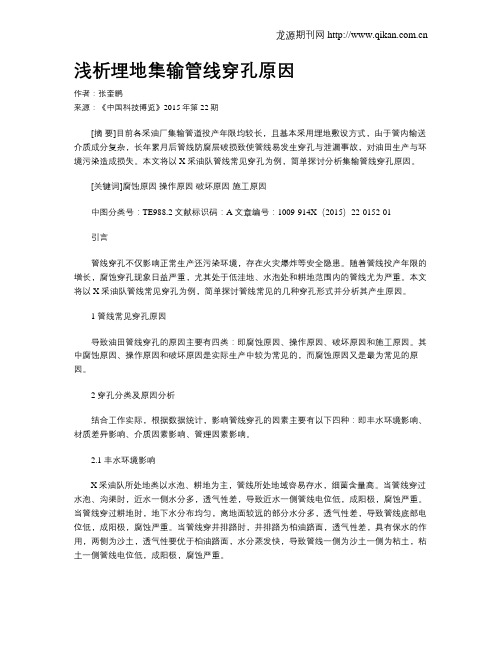 浅析埋地集输管线穿孔原因