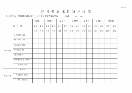 好习惯养成自我评价表