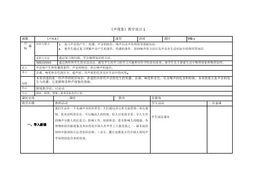 1声现象教案