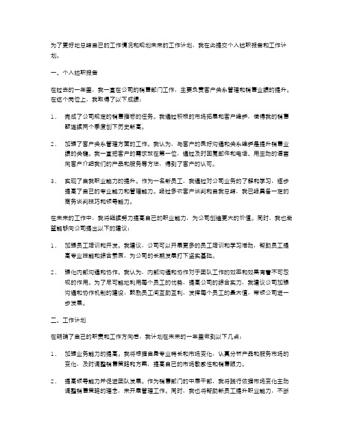 终个人述职报告及工作计划