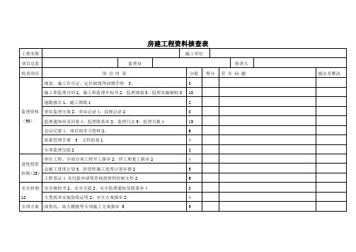 房建工程资料核查表