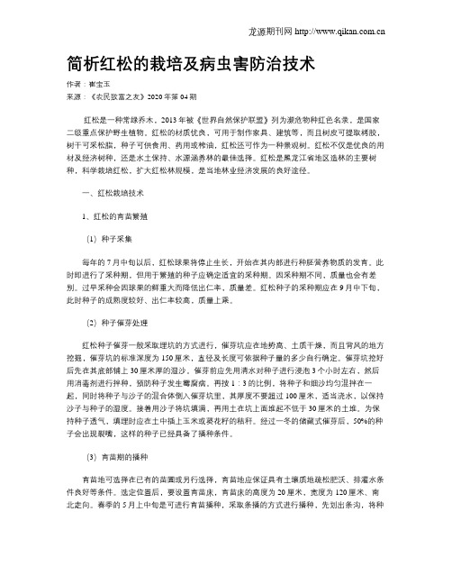 简析红松的栽培及病虫害防治技术