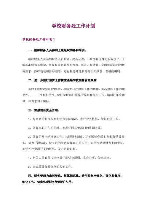 学校财务处工作计划