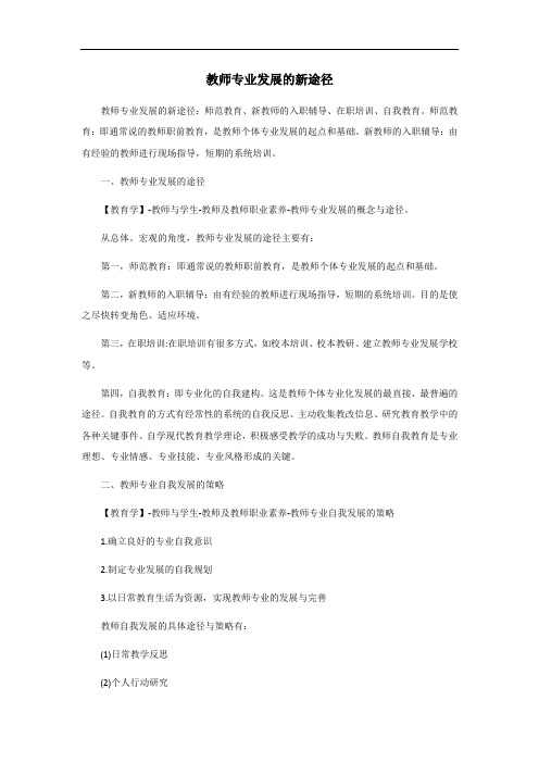 教师专业发展的新途径