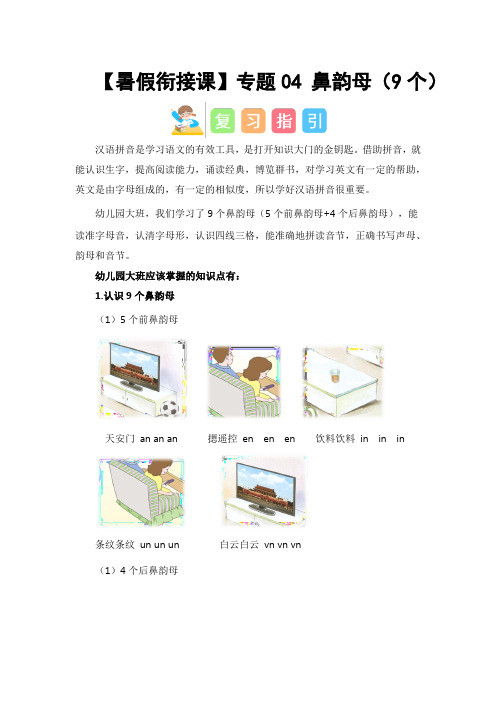 专题04  鼻韵母(9个 )(讲义+试题)