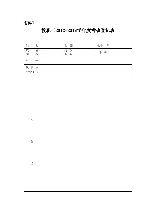 教职工2012-2013学年度考核登记表