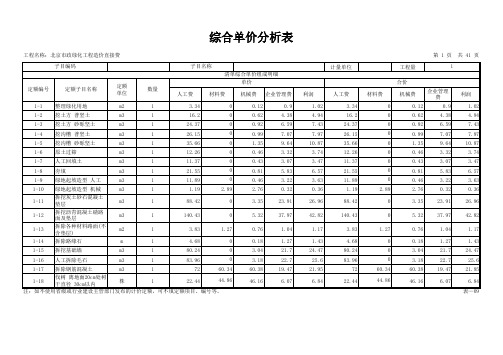 北京市政绿化工程造价直接费98 综合单价分析表