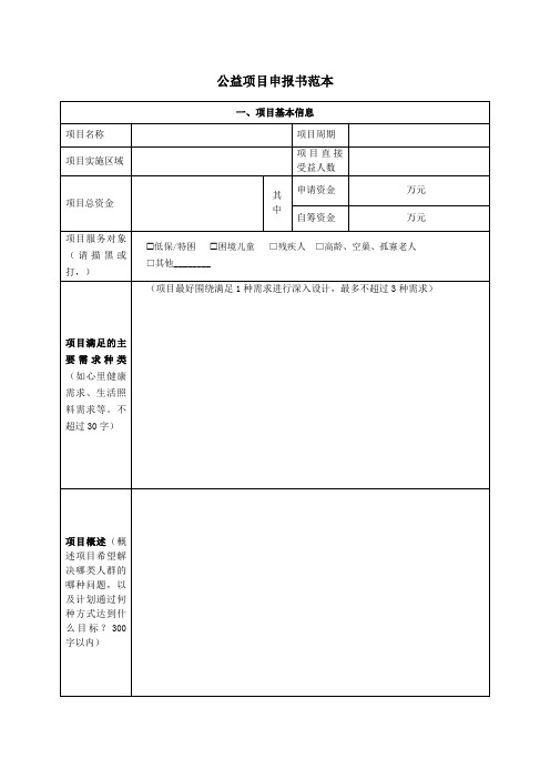 公益项目申报书范本