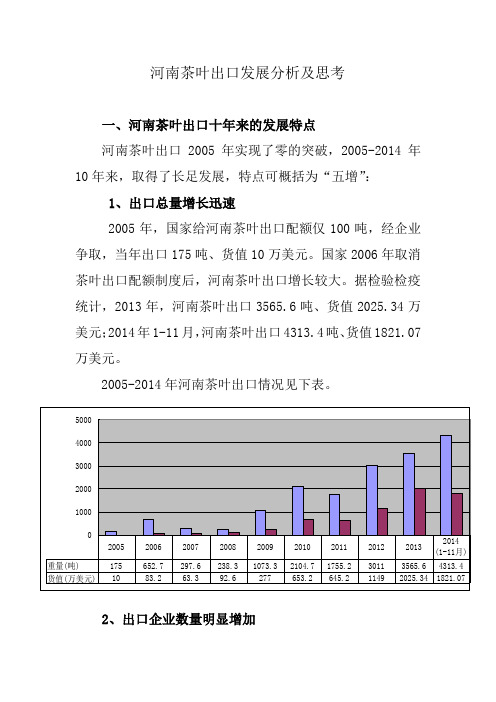 关于河南茶叶出口发展分析及思考