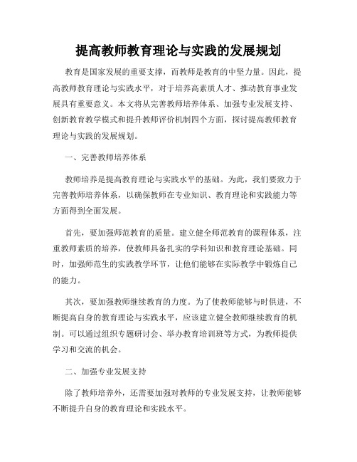 提高教师教育理论与实践的发展规划