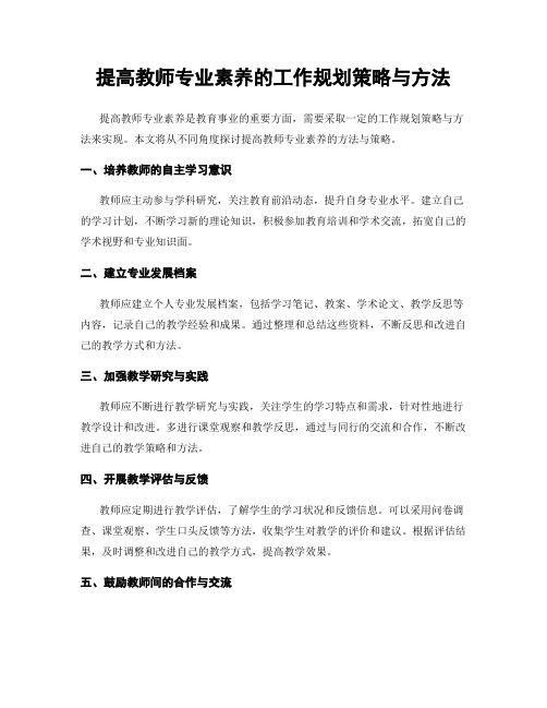 提高教师专业素养的工作规划策略与方法