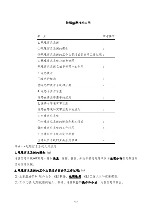 高中地理地理信息技术应用高考考点解读