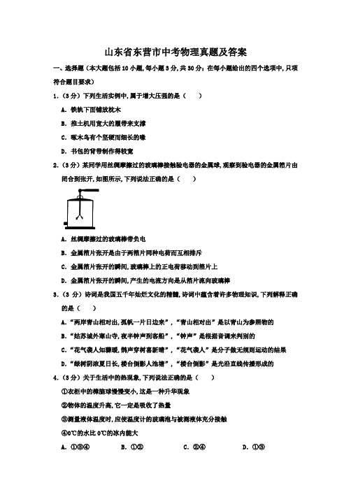 山东省东营市中考物理真题及答案