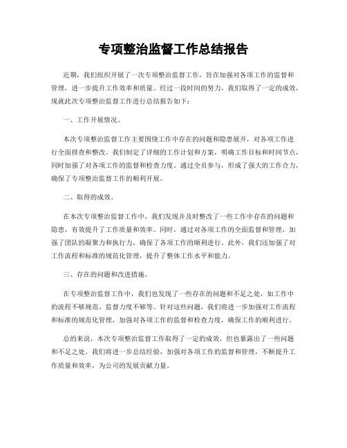 专项整治监督工作总结报告