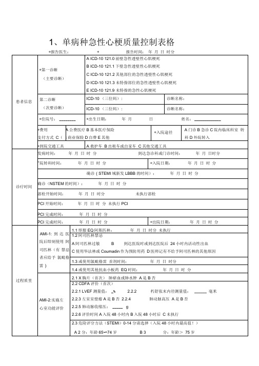 单病种质量控制表单