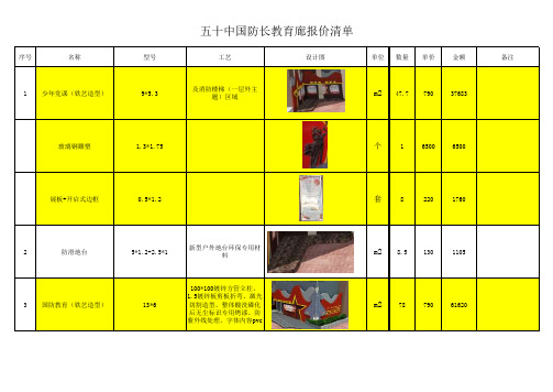 五十中国防长廊报价清单最终12