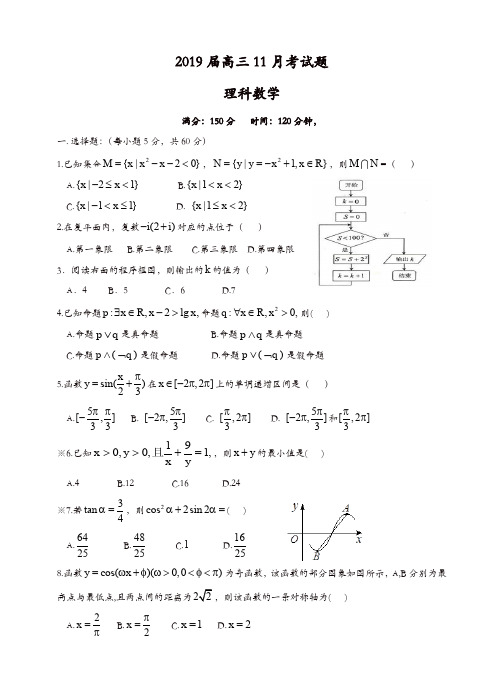 湖南省岳阳县第一中学2019届高三上学期期中数学(理)试卷(有答案)(精选)